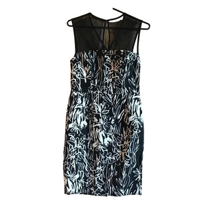 - French Connection Size 6 Floral Graffiti Black White Cotton Dress. Sheer…
